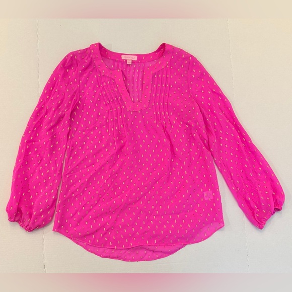 Lilly Pulitzer Tops - Lilly Pulitzer Pink 3/4 Sleeve Blouse